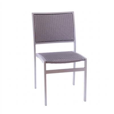 VILLA STK SIDE CHAIR GREY WEAVE SILVER